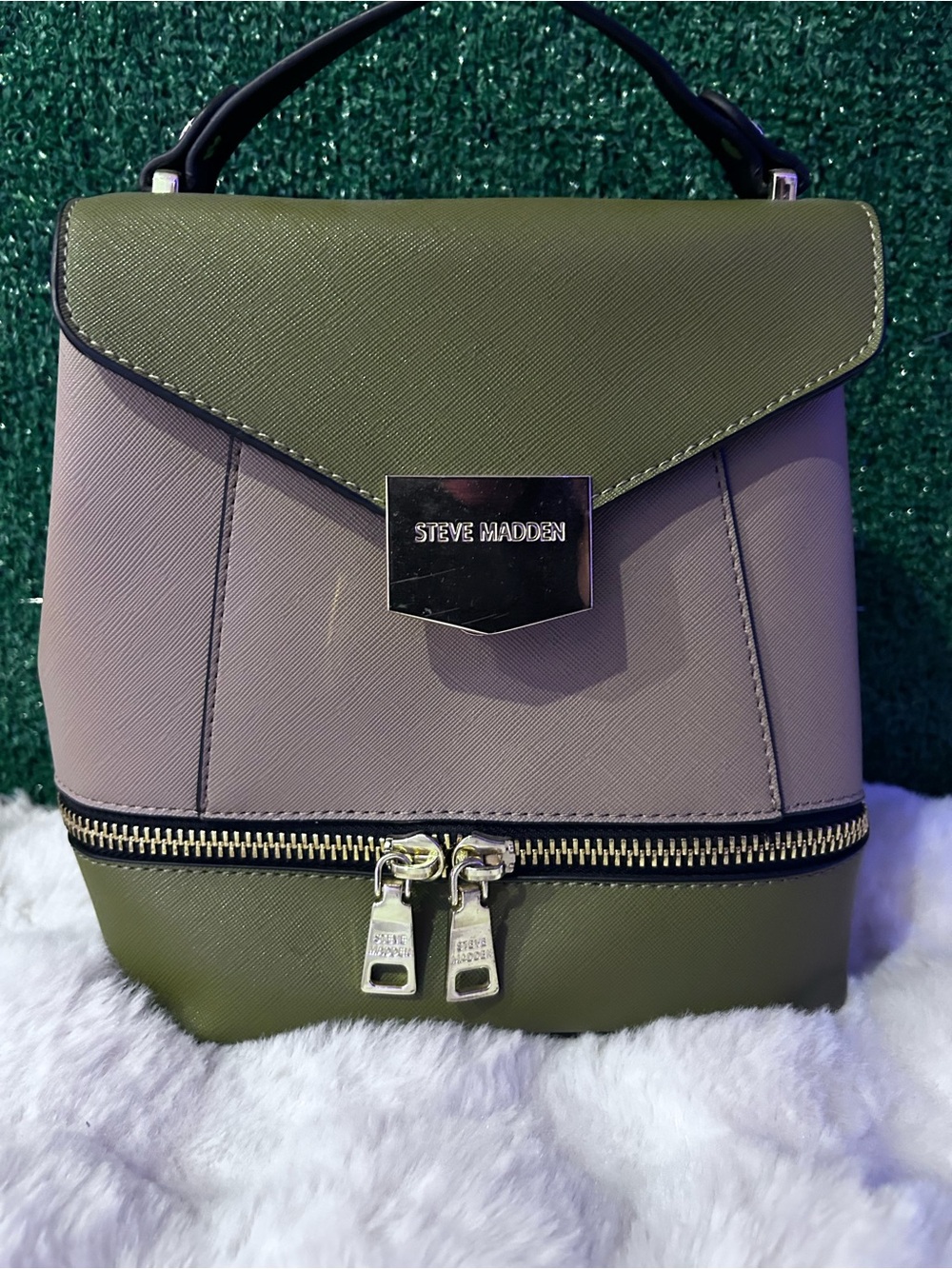 Steve Madden Olive & Taupe Mini Top-Handle Crossbody